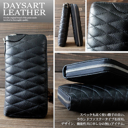 キルティング 長財布 本革 カーフスキン ラウンドファスナー ワッフル DAYSART lw127