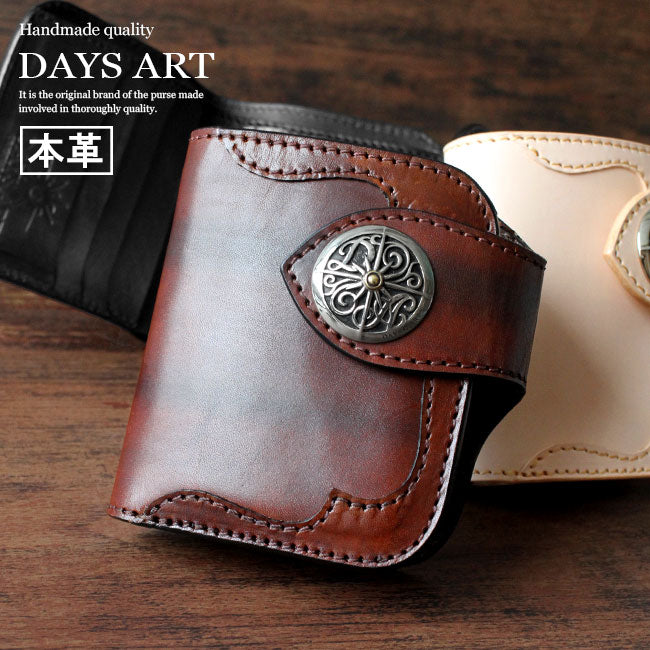 サドルレザー 2つ折り財布 本革 極厚 ショートウォレット コンチョ DAYSART lw147