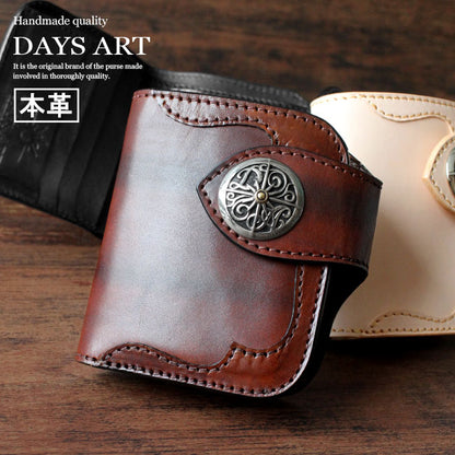 サドルレザー 2つ折り財布 本革 極厚 ショートウォレット コンチョ DAYSART lw147