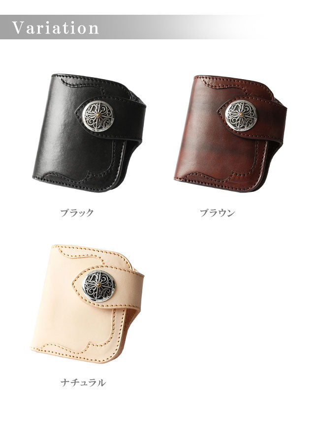 サドルレザー 2つ折り財布 本革 極厚 ショートウォレット コンチョ DAYSART lw147