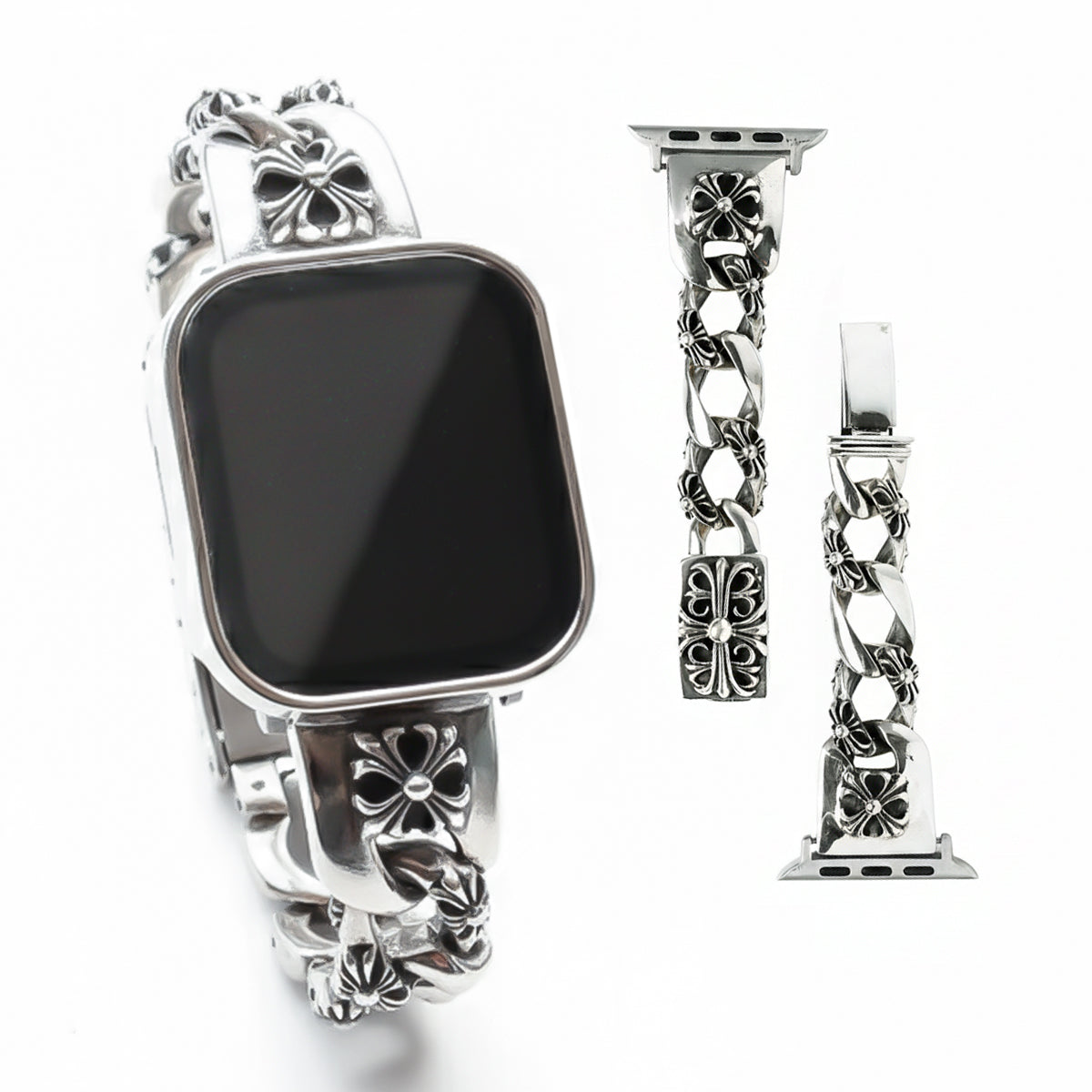 Apple Watch バンド シルバー 925製 クロスモチーフ 重厚 メタルバンド 差し込みタイプ DAYSART wc034