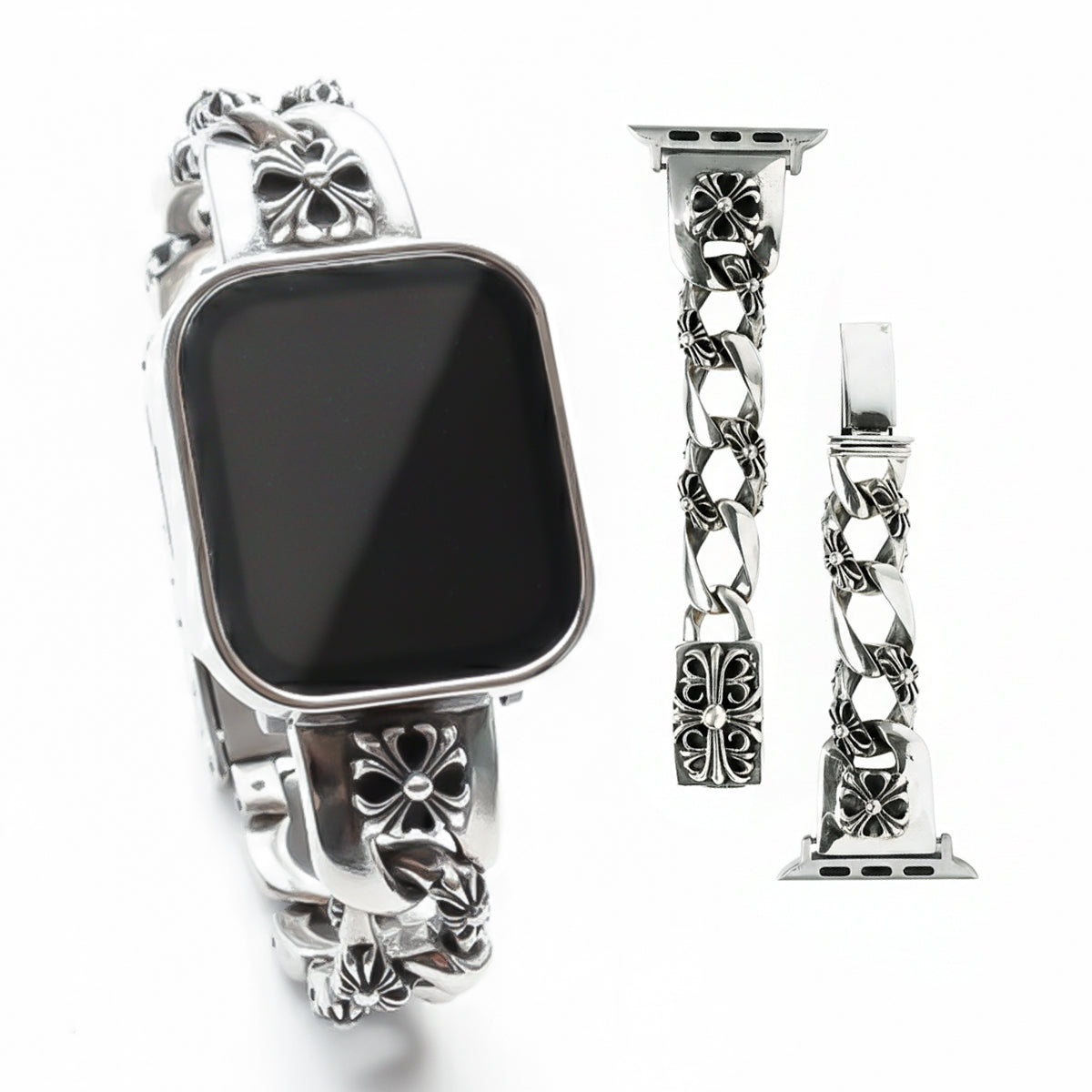 Apple Watch バンド シルバー 925製 クロスモチーフ 重厚 メタルバンド 差し込みタイプ DAYSART wc034
