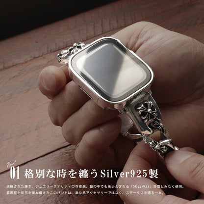 Apple Watch バンド シルバー 925製 クロスモチーフ 重厚 メタルバンド 差し込みタイプ DAYSART wc034