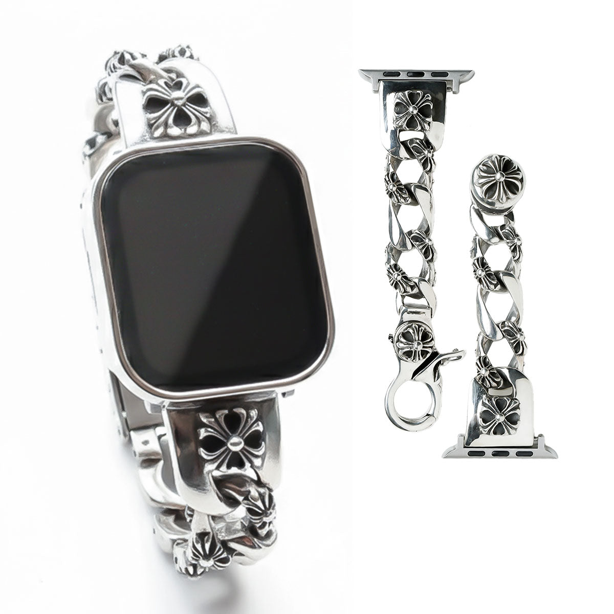 Apple Watch バンド シルバー 925製 クロスモチーフ 重厚 メタルバンド