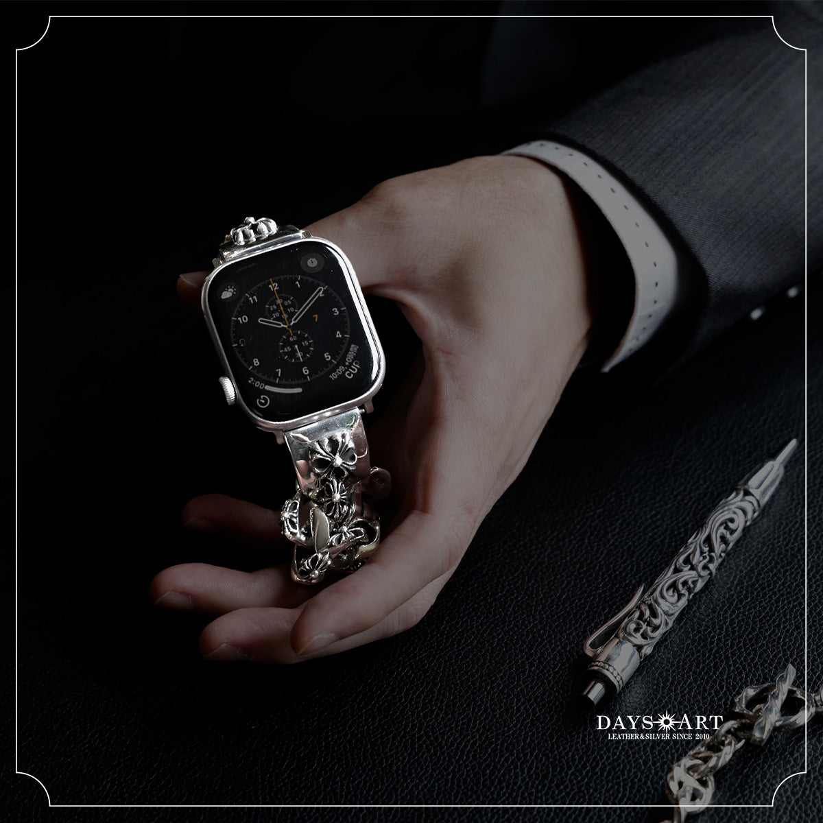 DAYSART Classic クロスモチーフ AppleWatchバンド シルバー925製 wc035